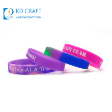 Wholesale promotional custom eco friendly recycled mixed purple color logo printed rubber silicone wristband